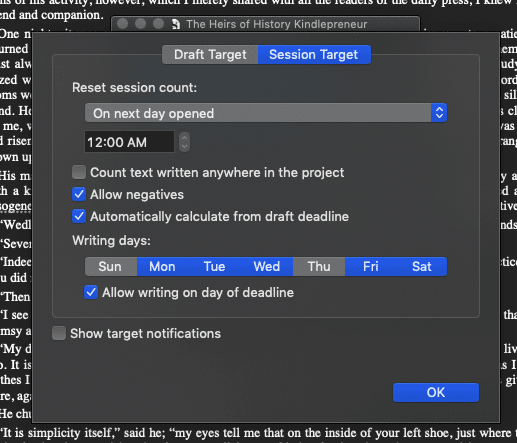Scrivener project targets